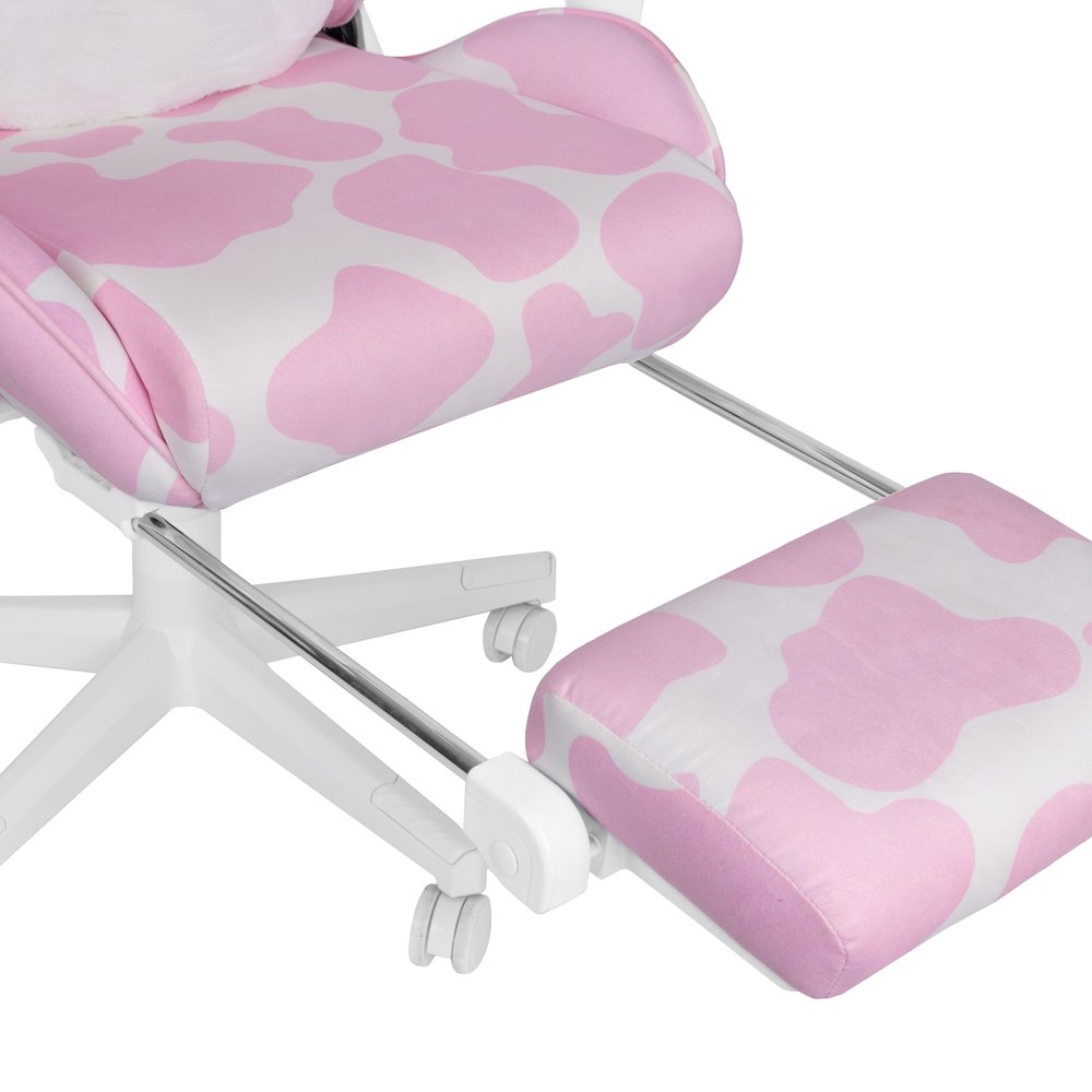Pink COW Series Gaming Chair with Footrest. Picture 6