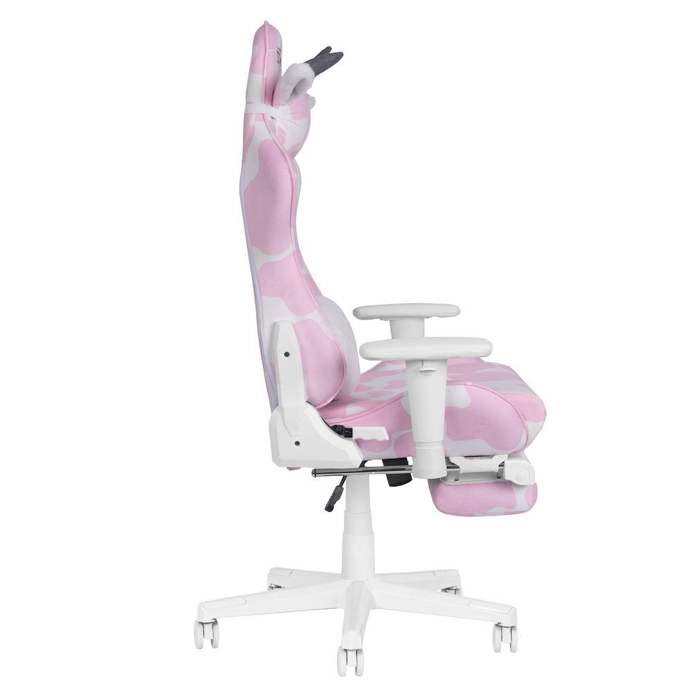 Pink COW Series Gaming Chair with Footrest. Picture 3