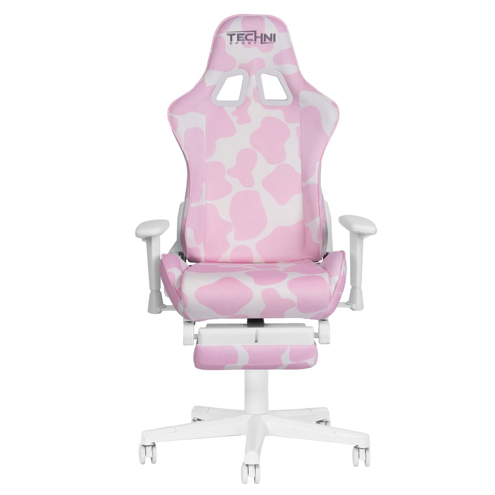 Pink COW Series Gaming Chair with Footrest. Picture 10