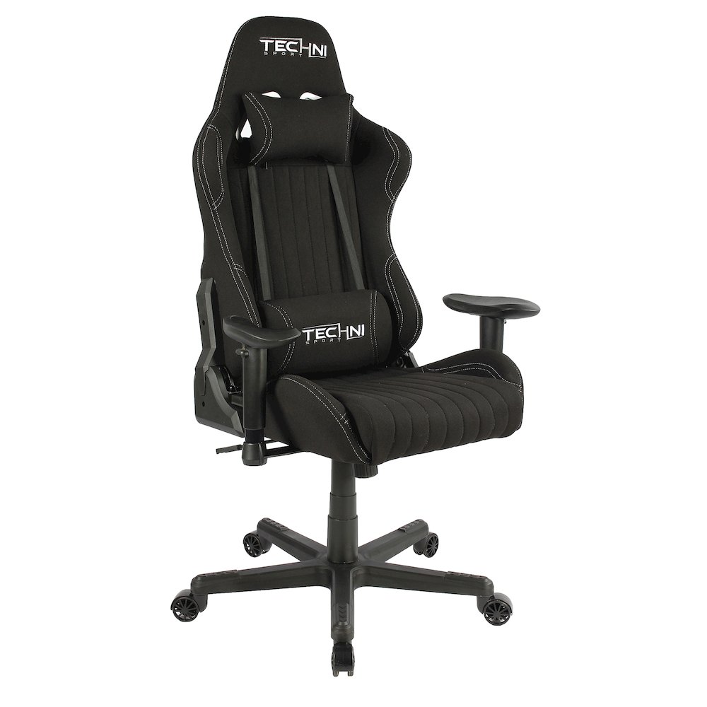 Fabric Ergonomic High Back Racer Style PC Gaming Chair, Black. Picture 1