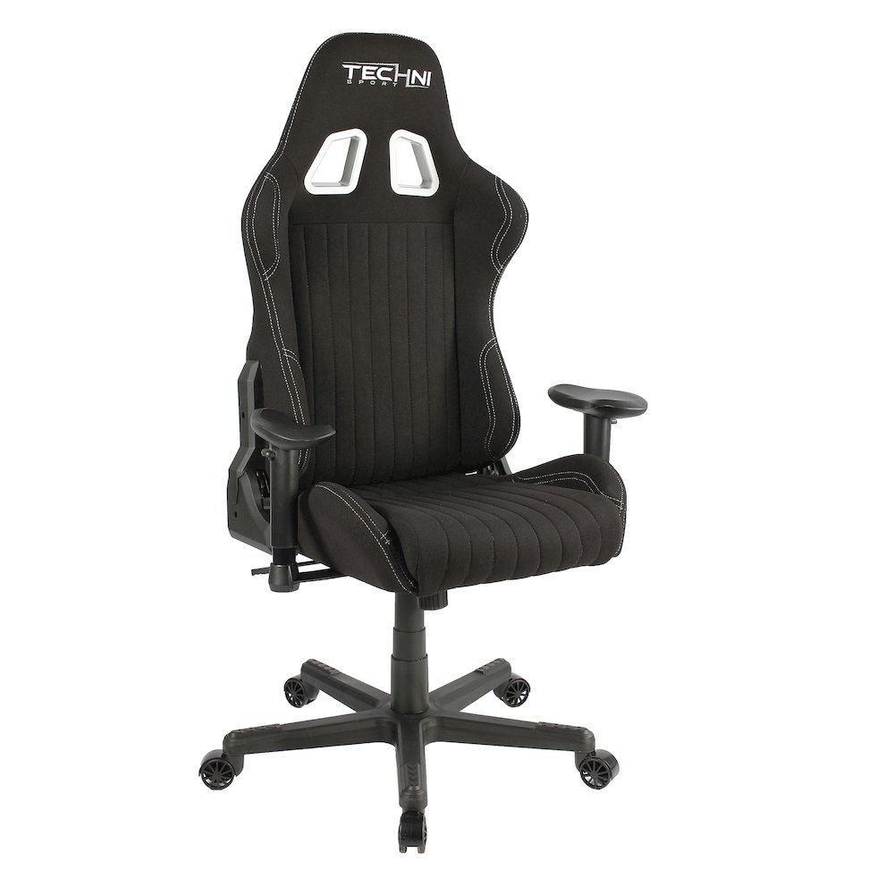 Fabric Ergonomic High Back Racer Style PC Gaming Chair, Black. Picture 4