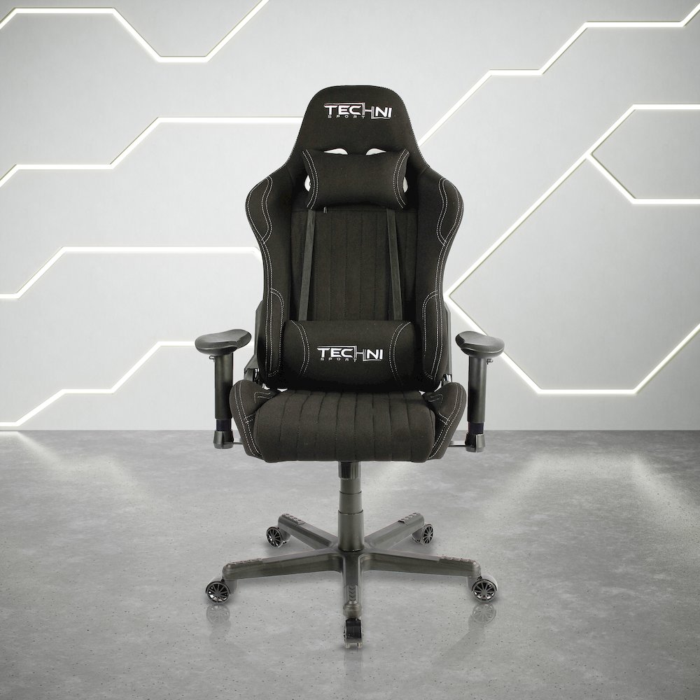 Fabric Ergonomic High Back Racer Style PC Gaming Chair, Black. Picture 8