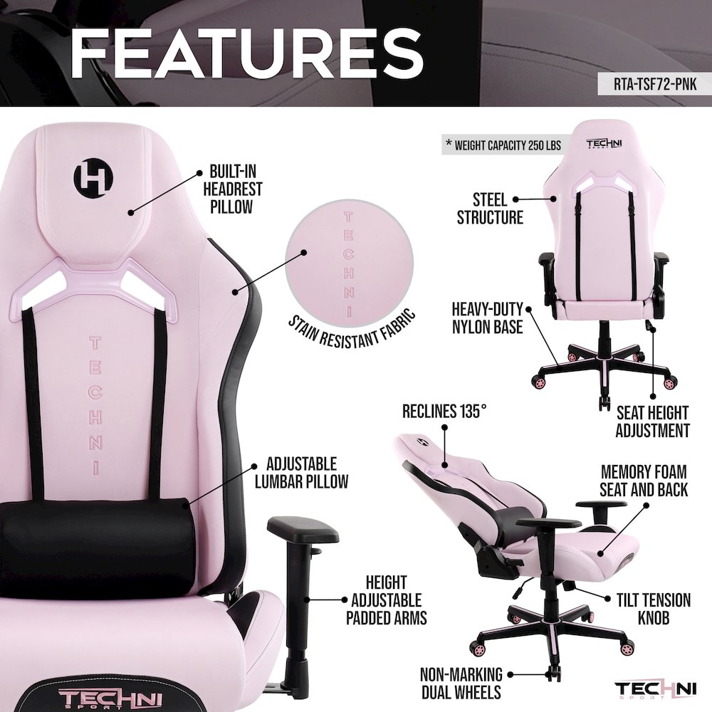 Echo Gaming Chair - Pink. Picture 6