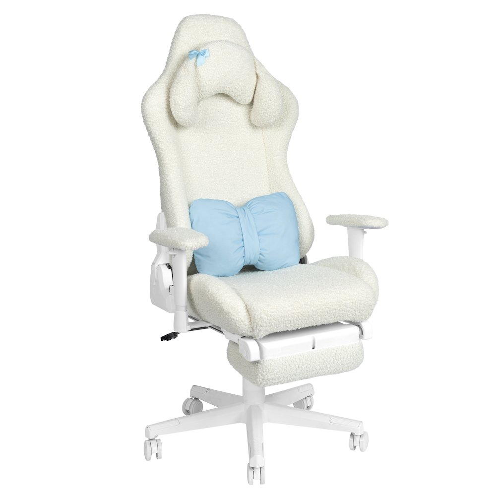 White Bunny Gaming Chair with Footrest. Picture 1
