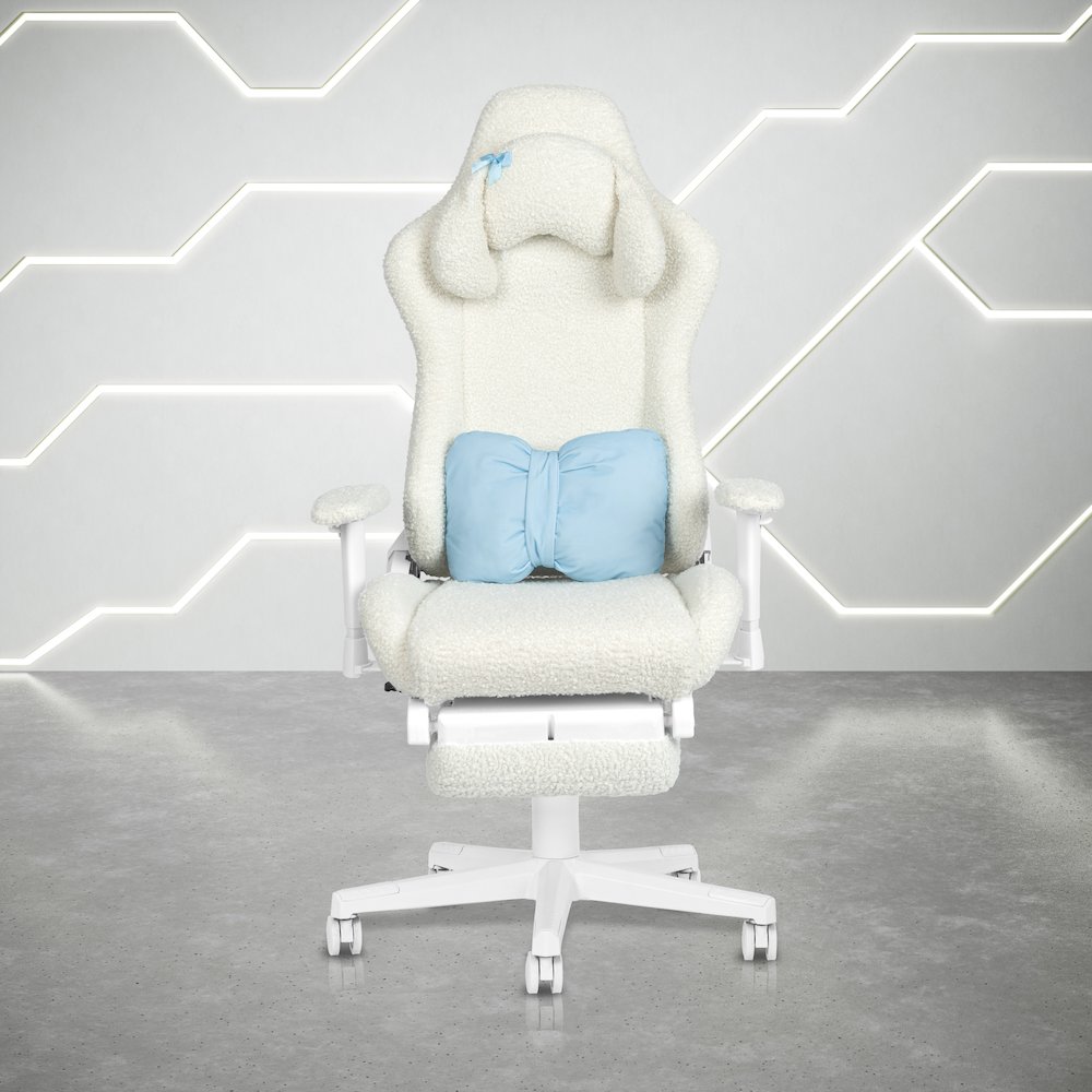 White Bunny Gaming Chair with Footrest. Picture 7