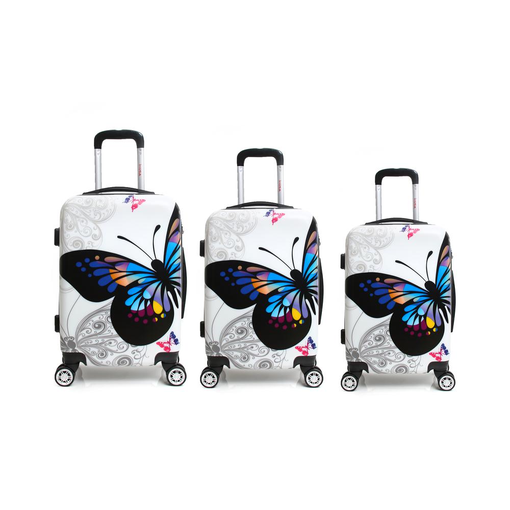 InUSA Prints Lightweight Hardside Spinner 3 Piece Set 20'',24'',28'' Butterfly. Picture 2