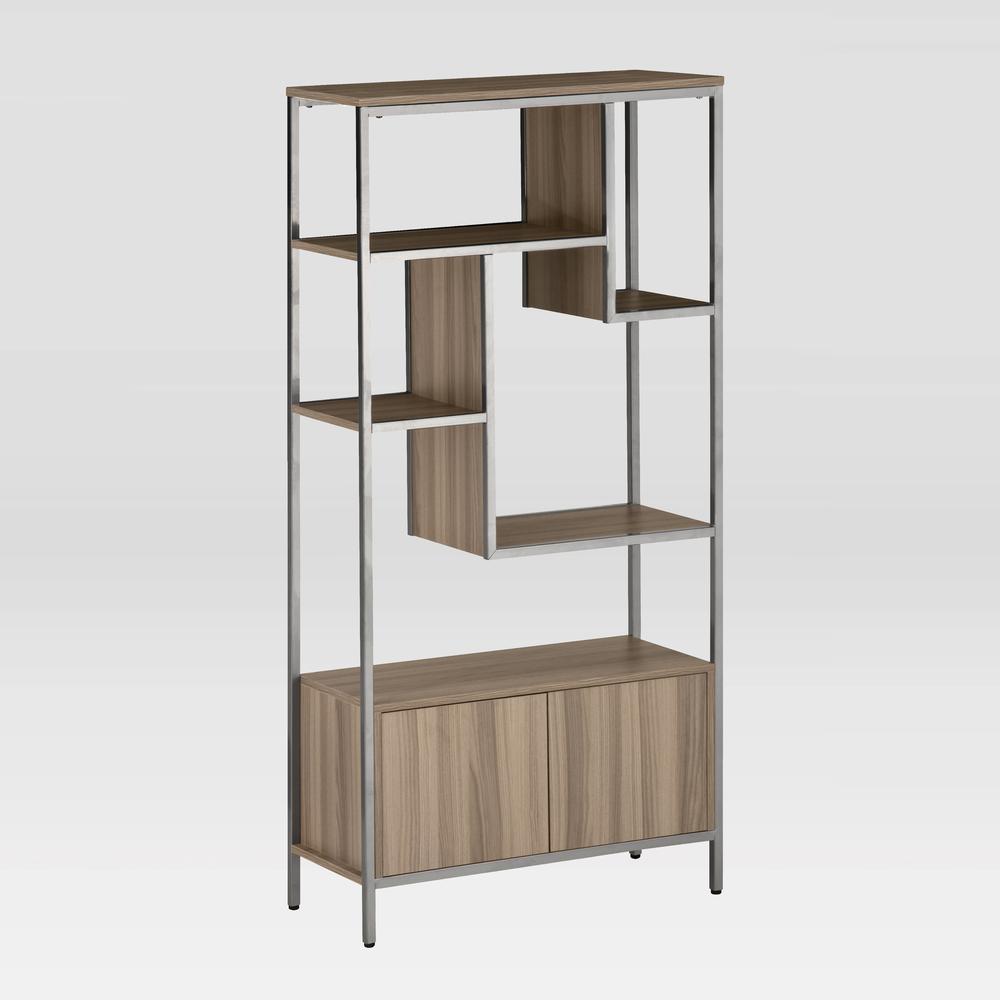 Techni Mobili Oak Storage Rack with  door cabinet. Picture 27