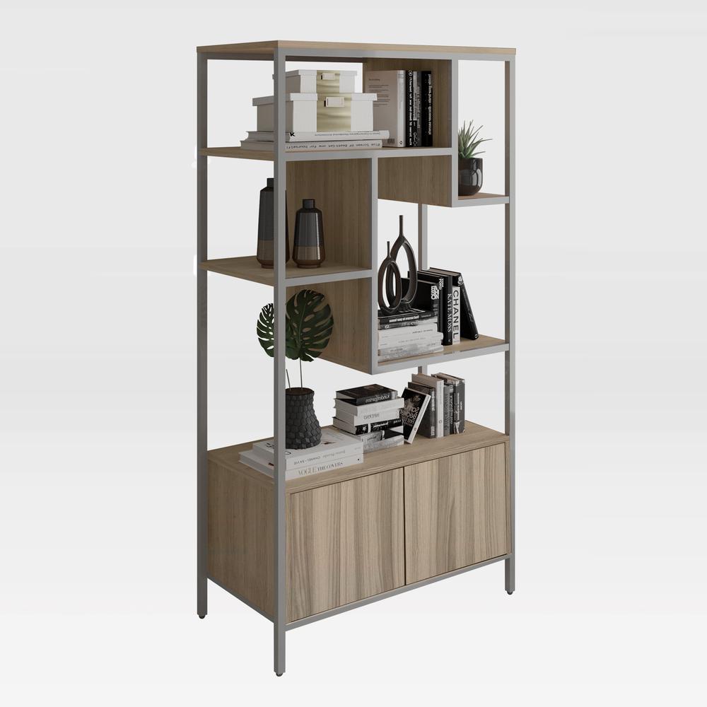 Techni Mobili Oak Storage Rack with  door cabinet. Picture 29