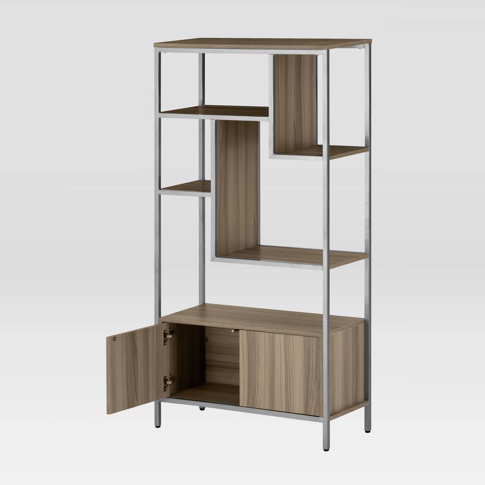 Techni Mobili Oak Storage Rack with  door cabinet. Picture 33