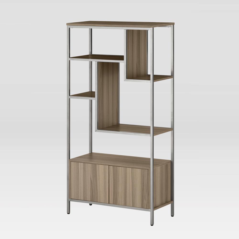 Techni Mobili Oak Storage Rack with  door cabinet. Picture 34