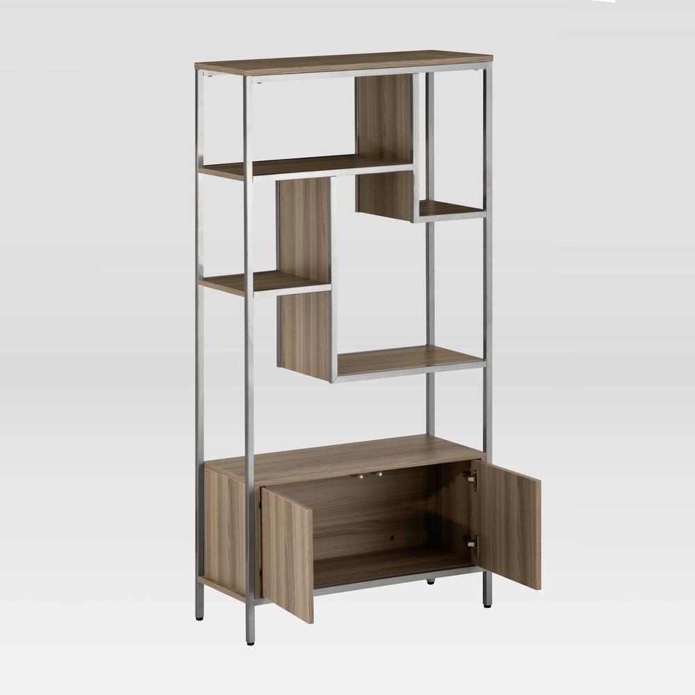 Techni Mobili Oak Storage Rack with  door cabinet. Picture 35