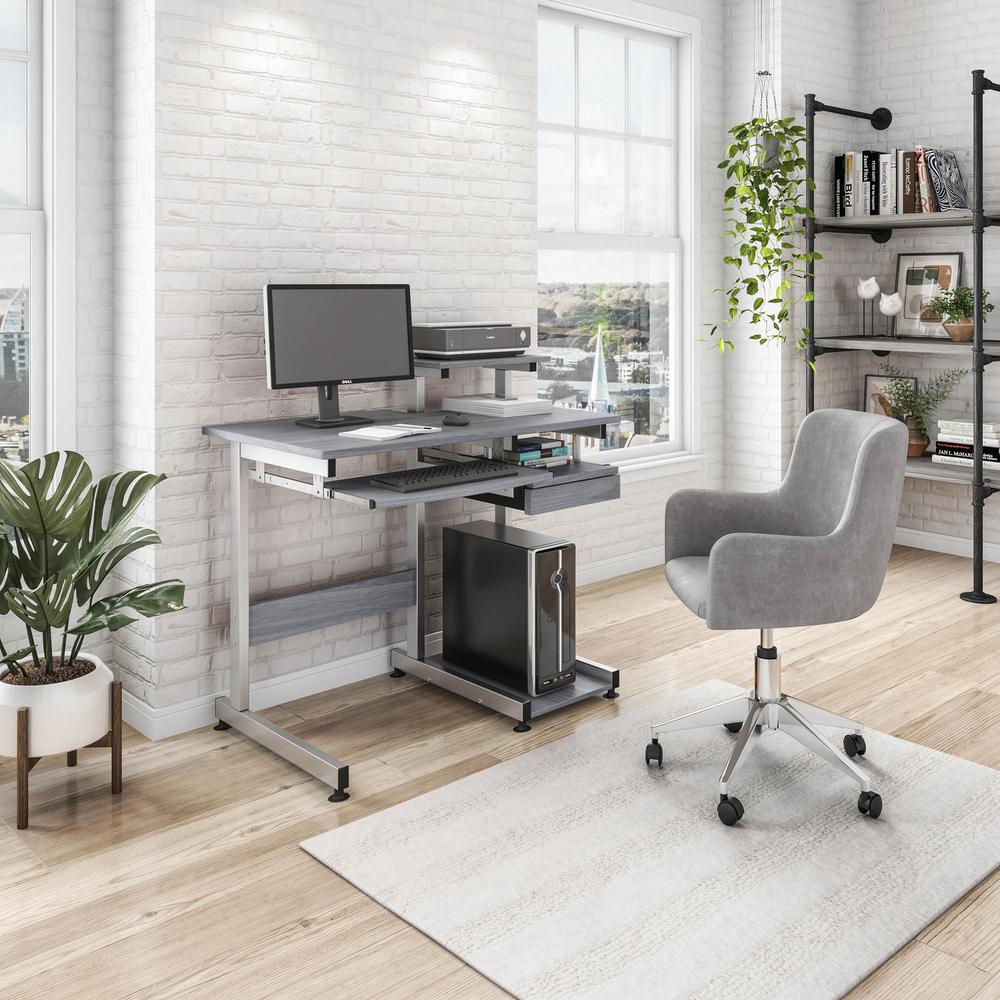 Complete Computer Workstation Desk, Gray. Picture 28