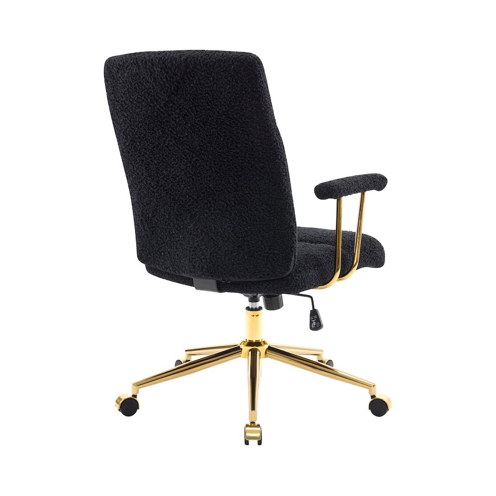 Textured Boucle Fabric Black and Gold Office Chair. Picture 4
