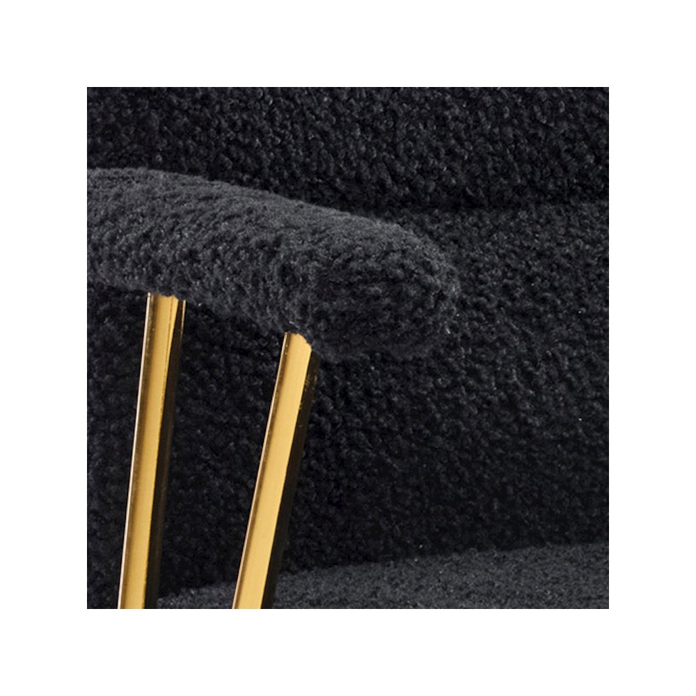 Textured Boucle Fabric Black and Gold Office Chair. Picture 9