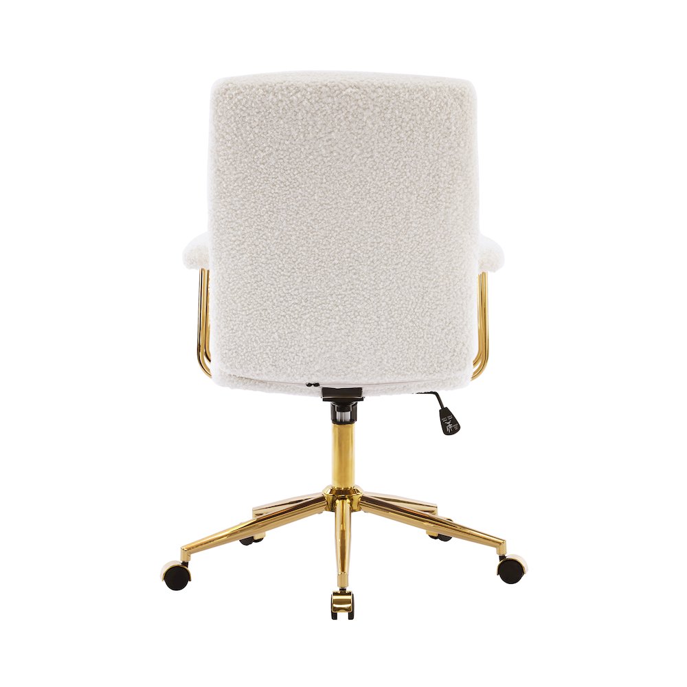 Textured Boucle Fabric White and Gold Office Chair. Picture 4