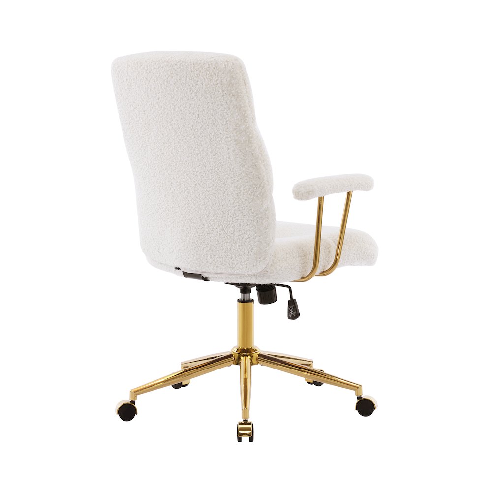 Textured Boucle Fabric White and Gold Office Chair. Picture 5