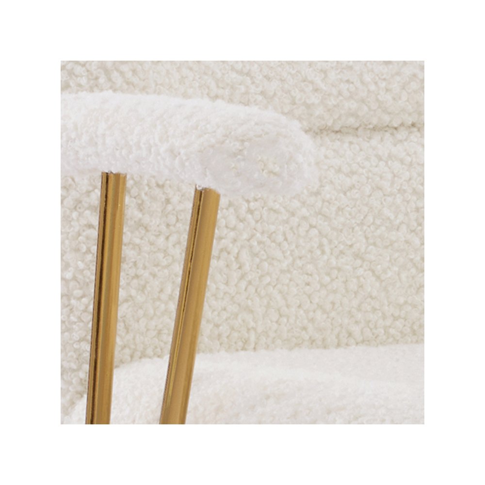 Textured Boucle Fabric White and Gold Office Chair. Picture 9