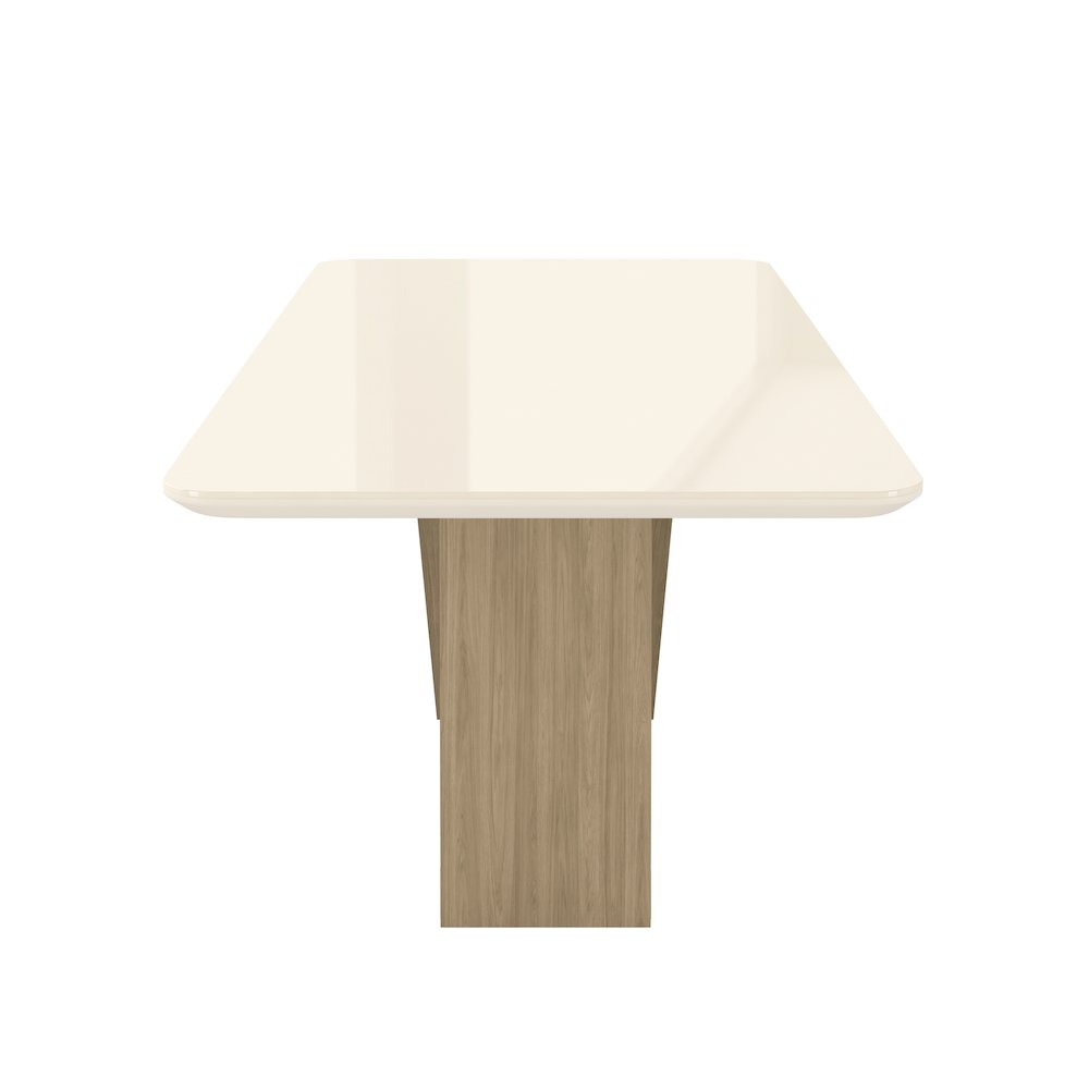 6 Seater Dining Table with Painted Glass Top &  Elegant Wooden Base. Picture 3