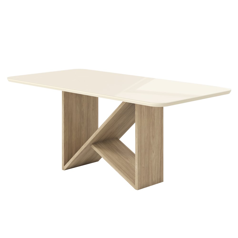 6 Seater Dining Table with Painted Glass Top &  Elegant Wooden Base. Picture 4