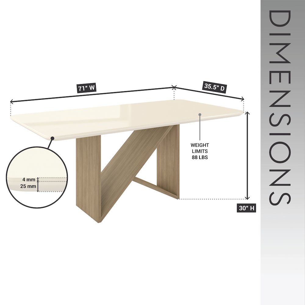 6 Seater Dining Table with Painted Glass Top &  Elegant Wooden Base. Picture 5