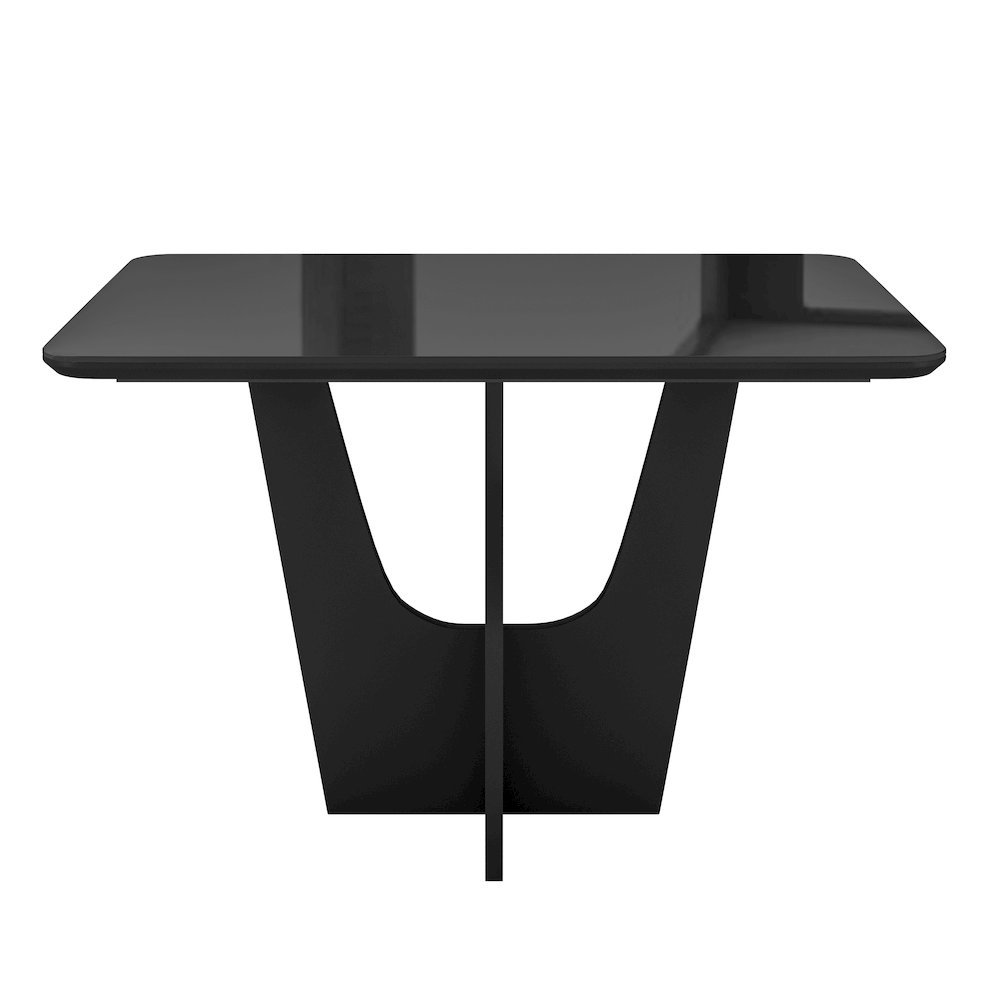 4 Seater Italian Dining Table with Painted Glass Top and Wooden Base, Black. Picture 2