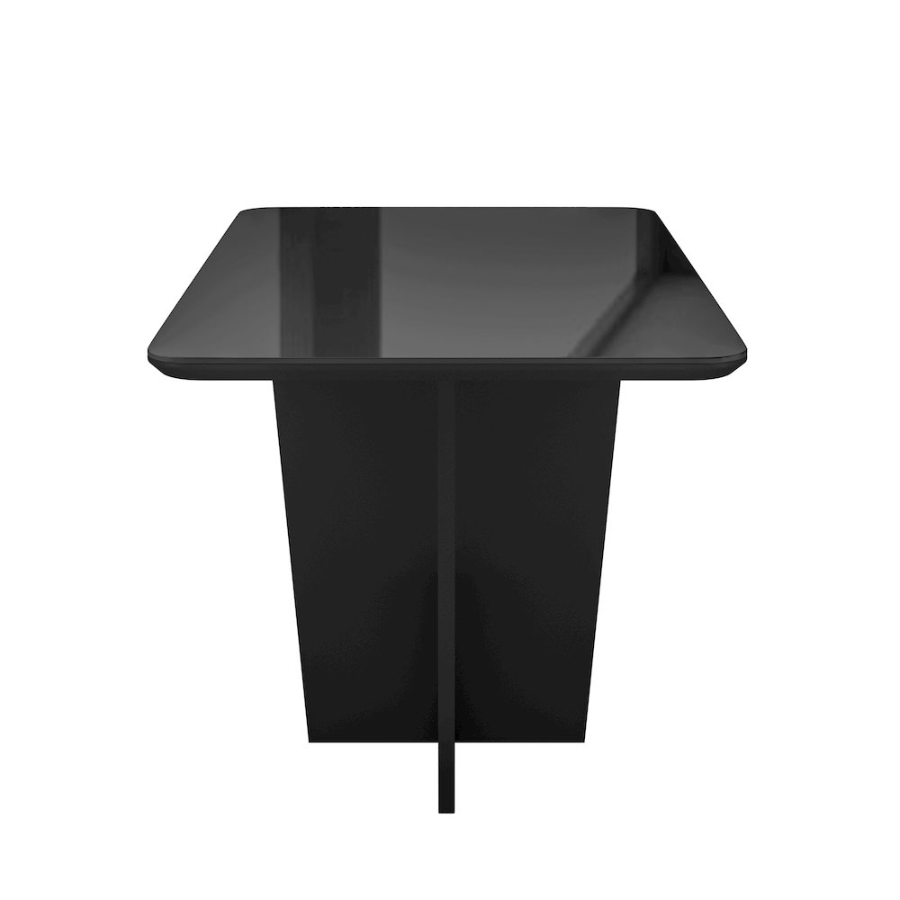 4 Seater Italian Dining Table with Painted Glass Top and Wooden Base, Black. Picture 3