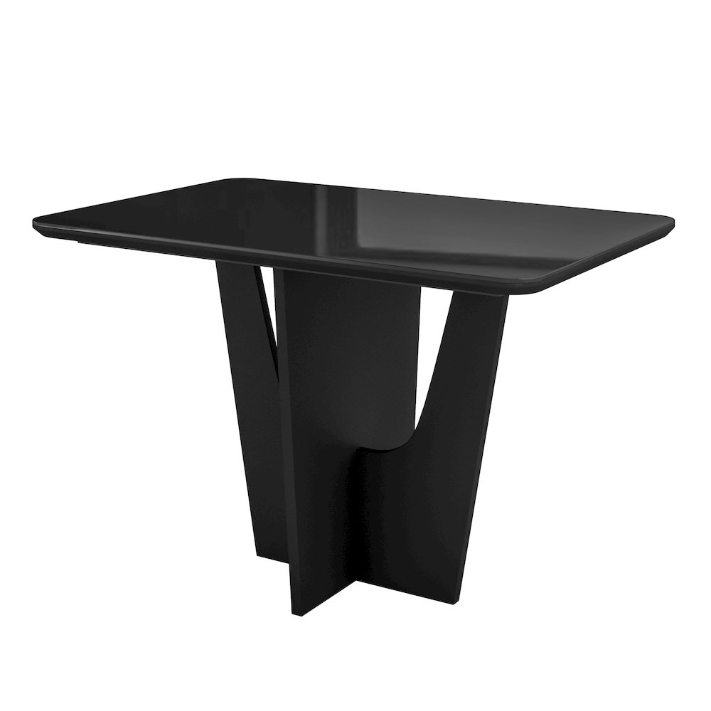 4 Seater Italian Dining Table with Painted Glass Top and Wooden Base, Black. Picture 4