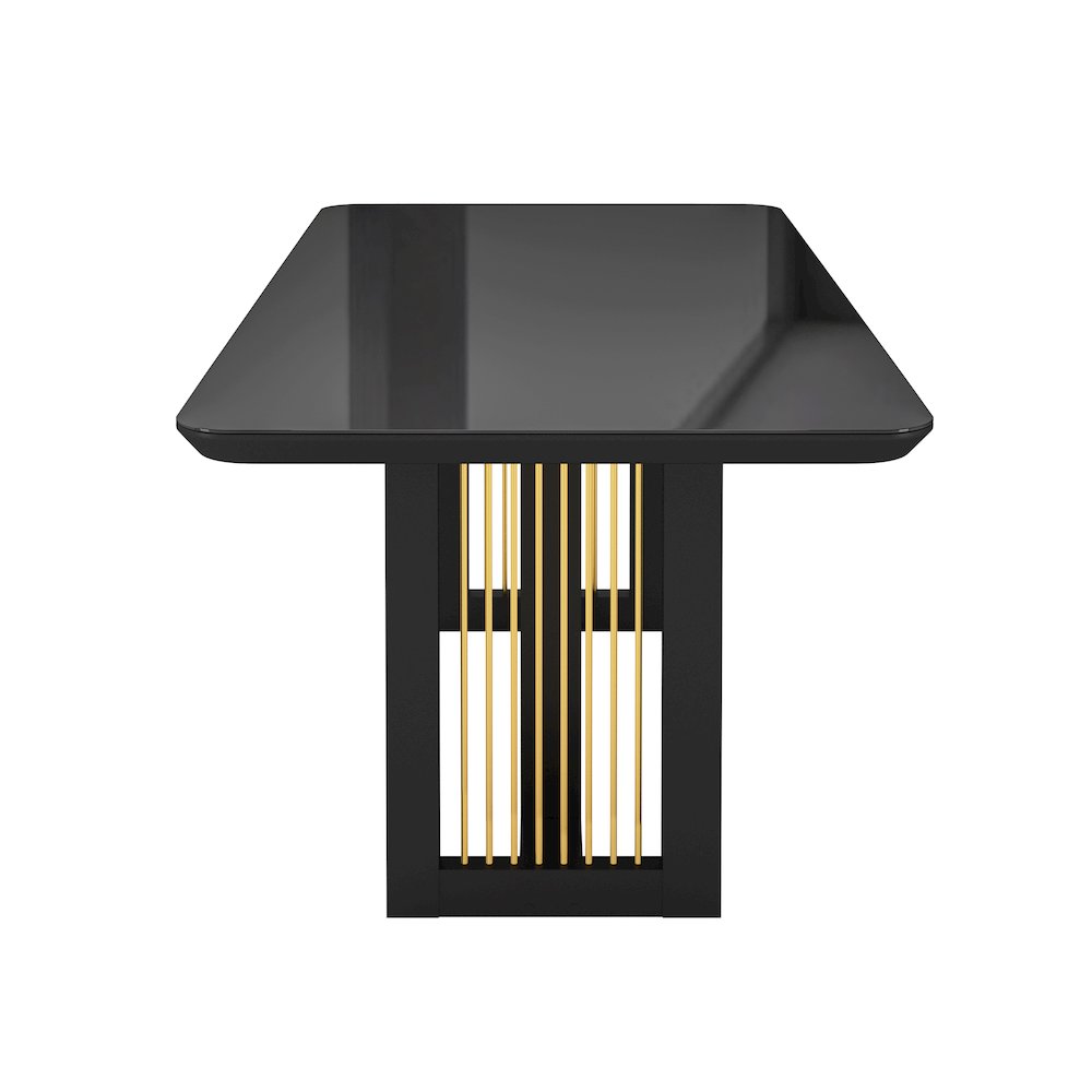 Modern 6 Seater Dining Table with Gold Accents, Black & Gold. Picture 3