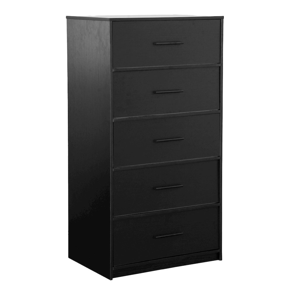 5-Drawer Dresser with Large Fabric Drawers, Black. Picture 1