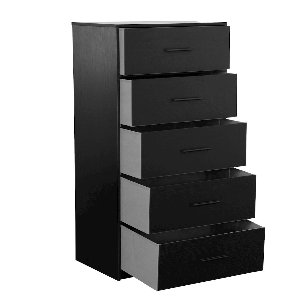 5-Drawer Dresser with Large Fabric Drawers, Black. Picture 4