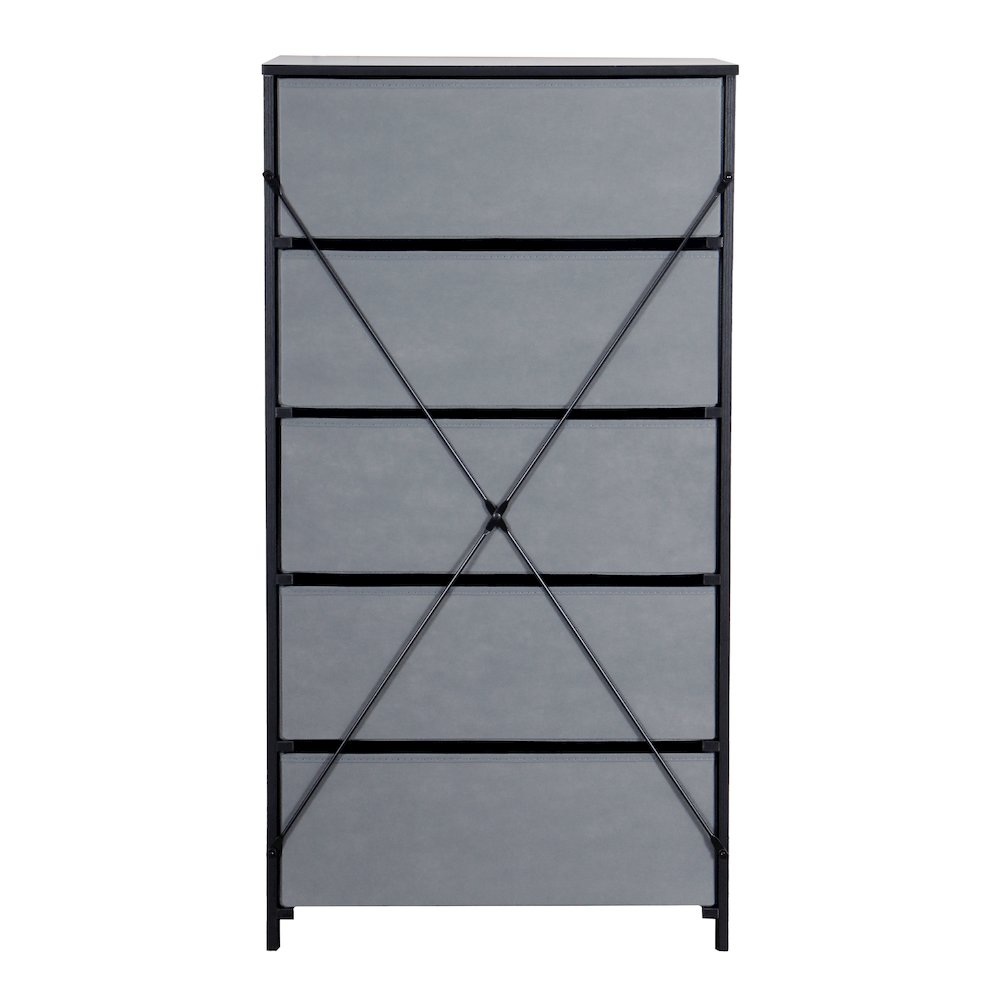 5-Drawer Dresser with Large Fabric Drawers, Black. Picture 5