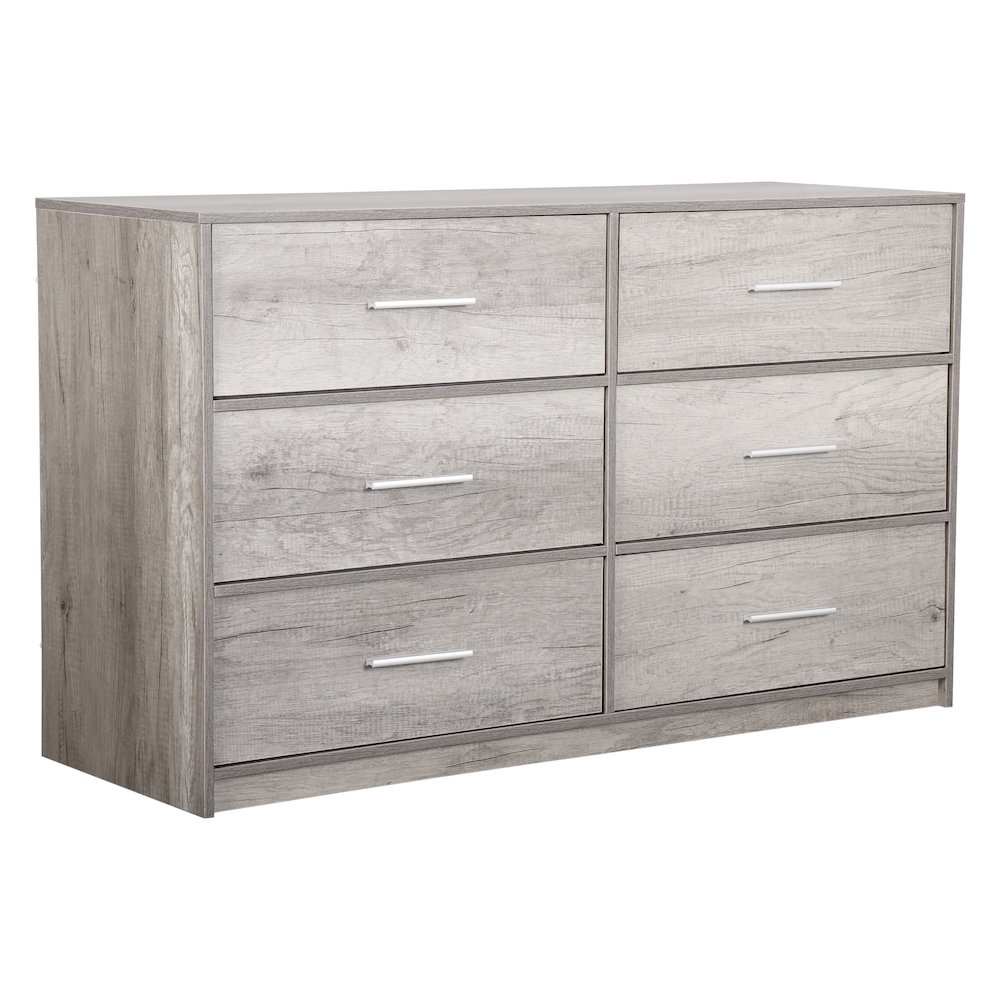 6-Drawer Dresser with Large Fabric Drawers, Grey. Picture 1