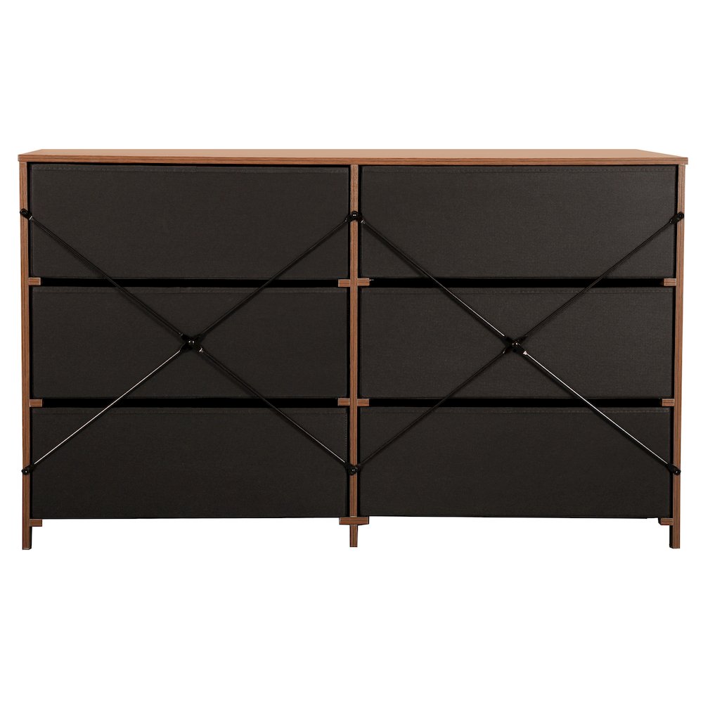 6-Drawer Dresser with Large Fabric Drawers, Walnut. Picture 5