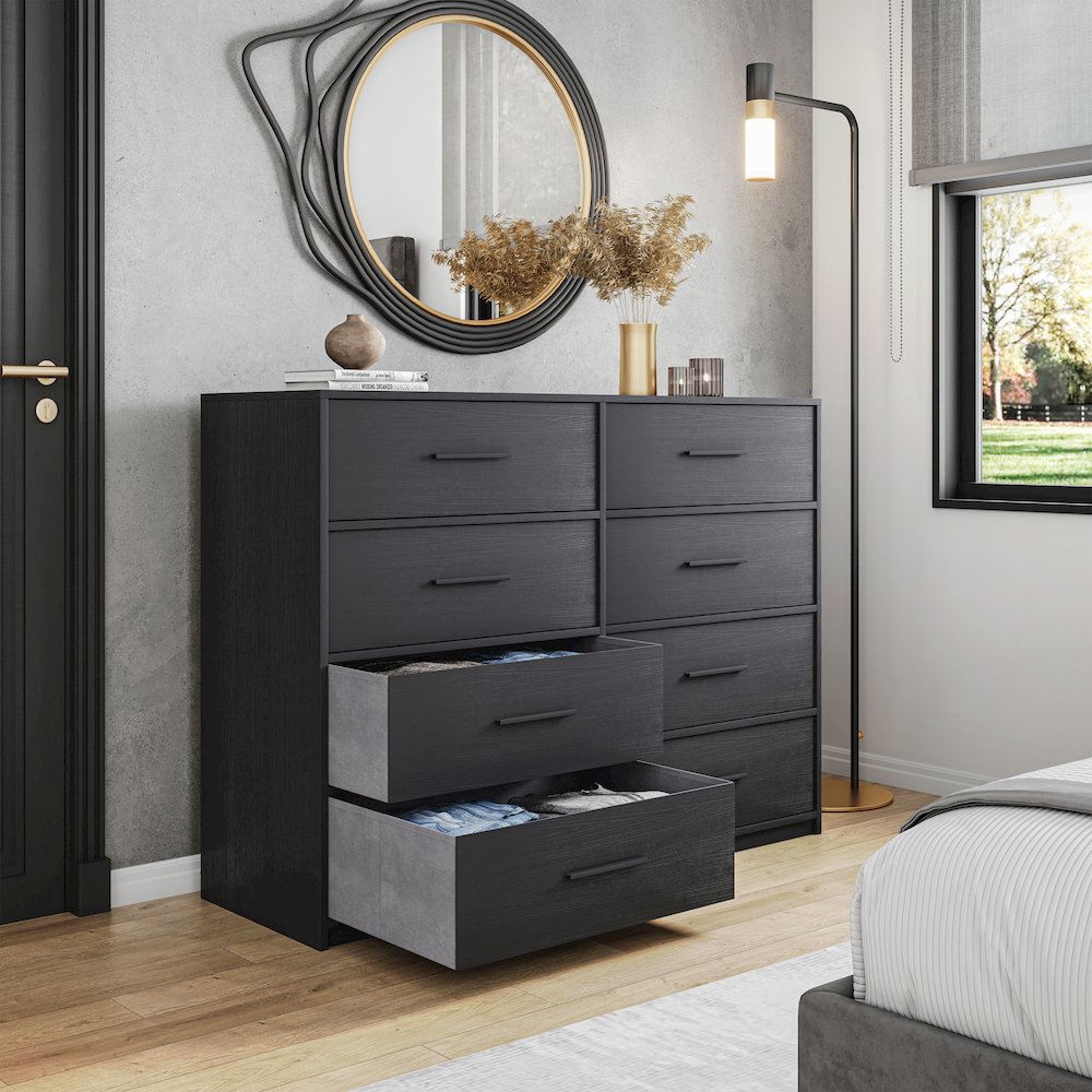 8-Drawer Dresser with Large Fabric Drawers, Black. Picture 2