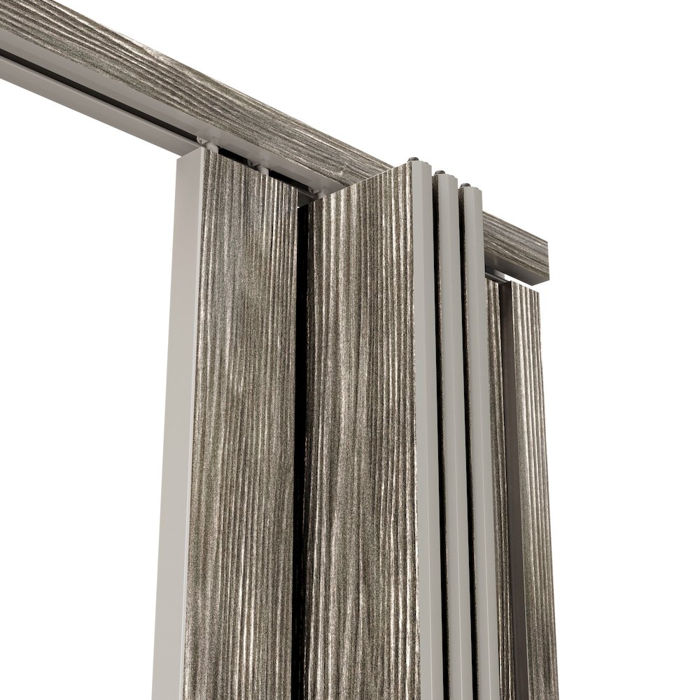 36" W Double Walled Foldable Heavy Duty Accordion Doors, Taupe. Picture 5