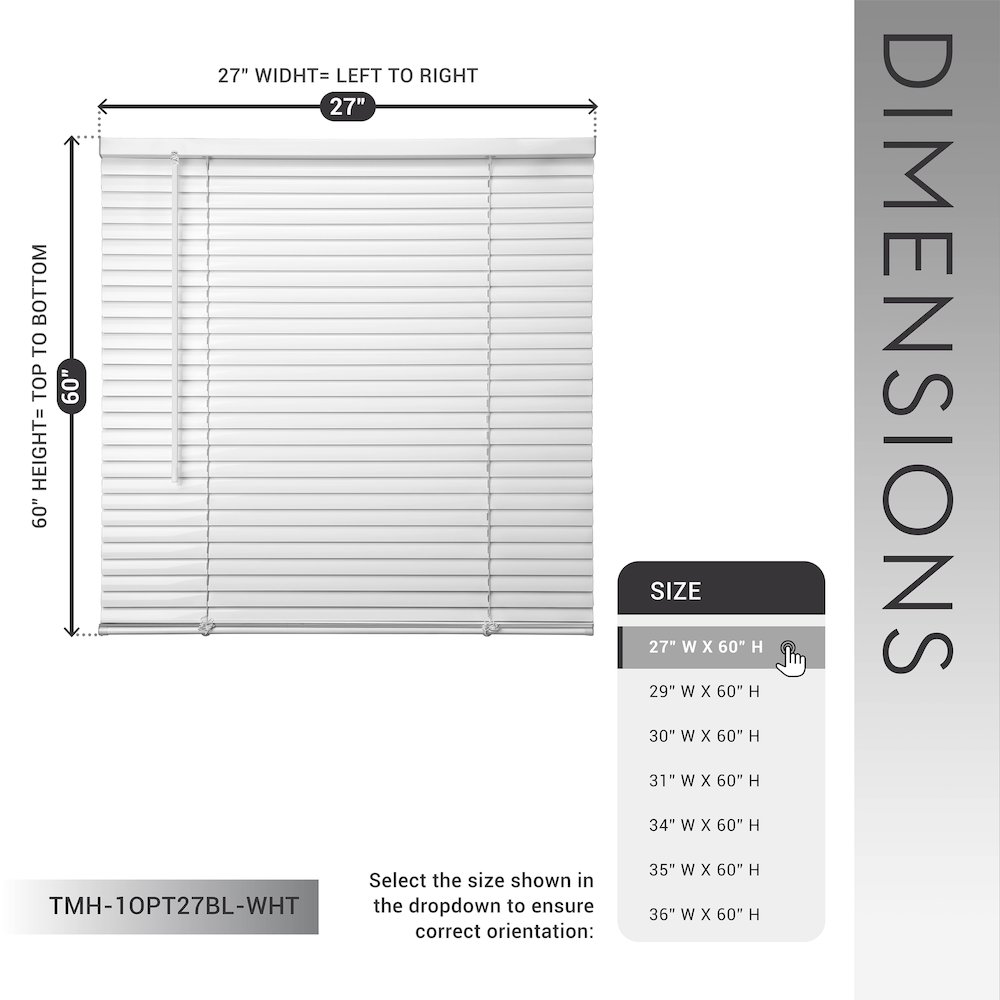 Cordless Mini Blinds, Light Filtering Vinyl Horizontal Window Blinds, 27”Wx60”H. Picture 11