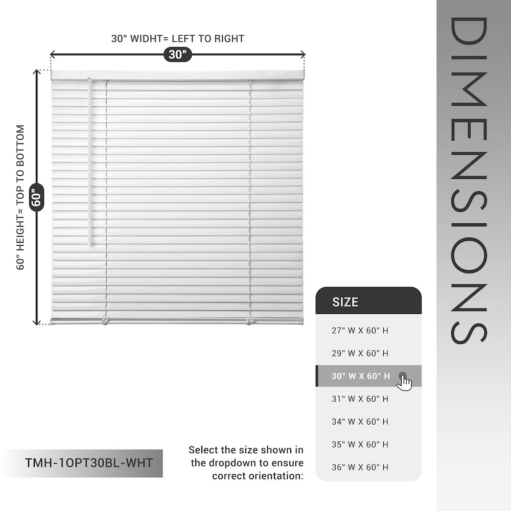 Cordless Mini Blinds, Light Filtering Vinyl Horizontal Window Blinds, 30”Wx60”H. Picture 13
