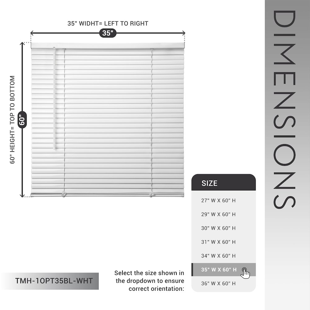 Cordless Mini Blinds, Light Filtering Vinyl Horizontal Window Blinds, 35”Wx60”H. Picture 10