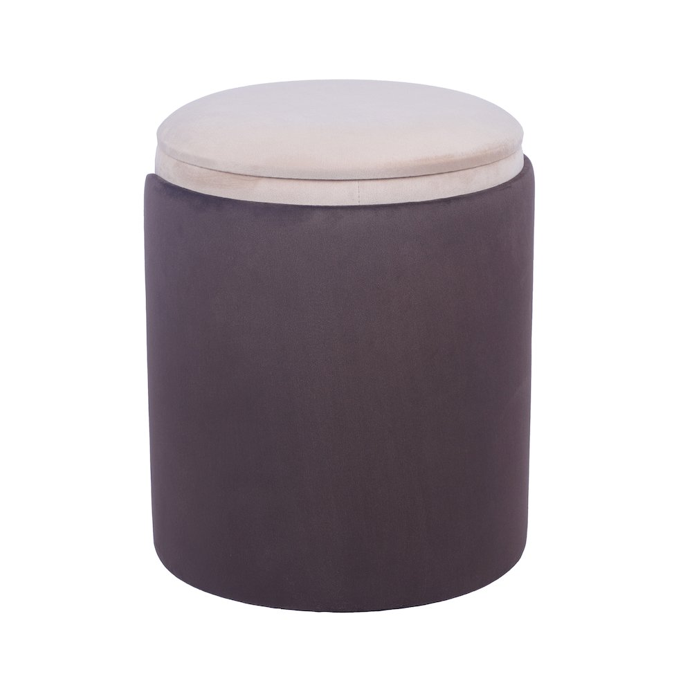 Two-Toned Ottoman with Storage or Vanity Stool, Brown. Picture 3
