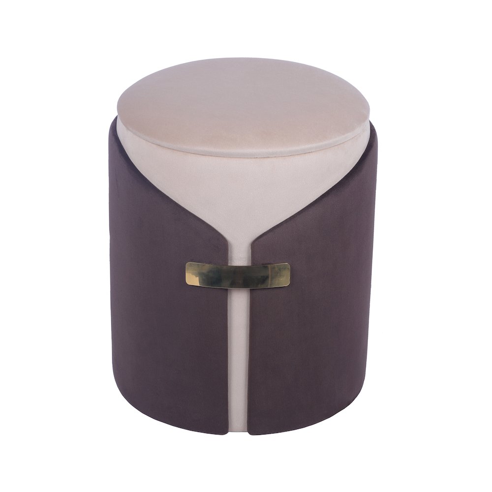 Two-Toned Ottoman with Storage or Vanity Stool, Brown. Picture 5