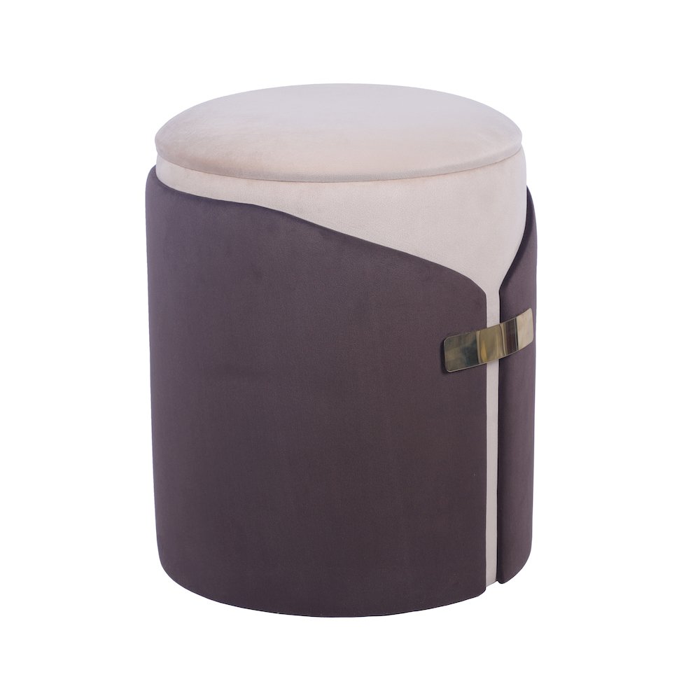 Two-Toned Ottoman with Storage or Vanity Stool, Brown. Picture 6