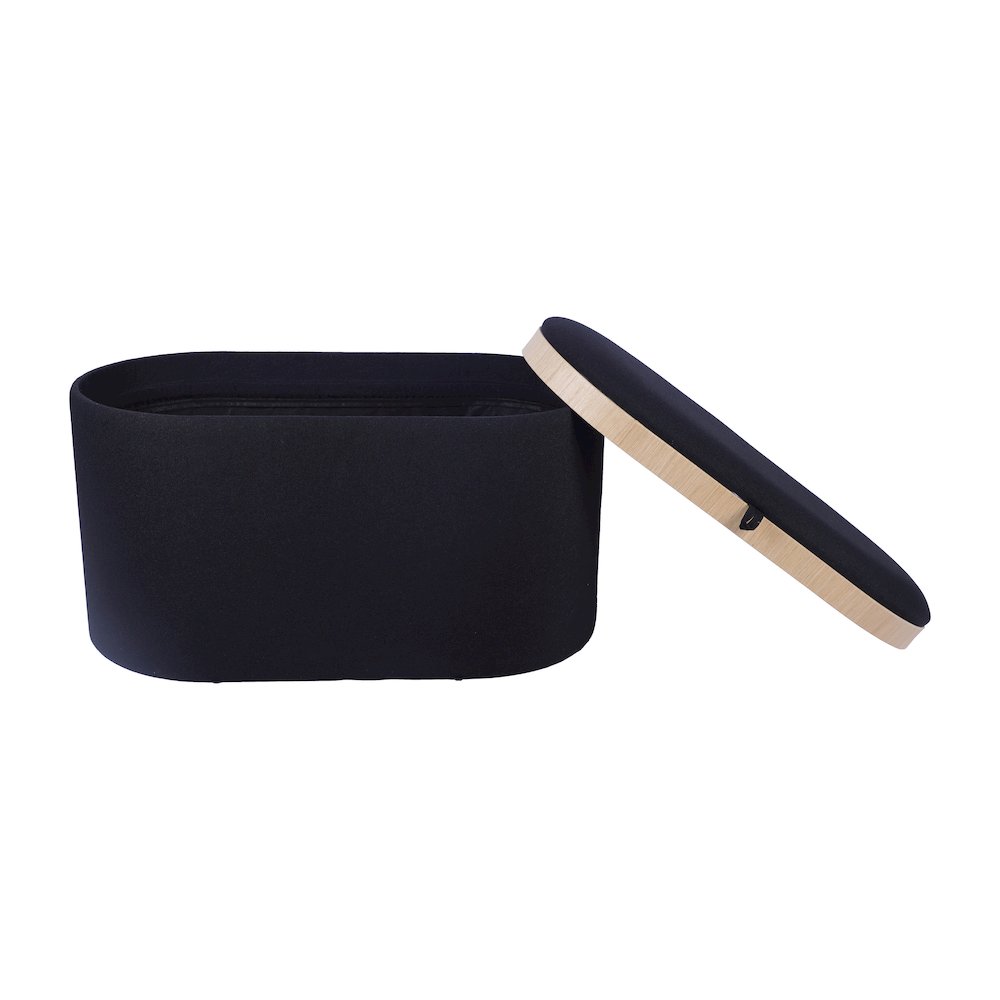 Storage Ottoman with Reversible Wooden Tray Top, Black. Picture 9