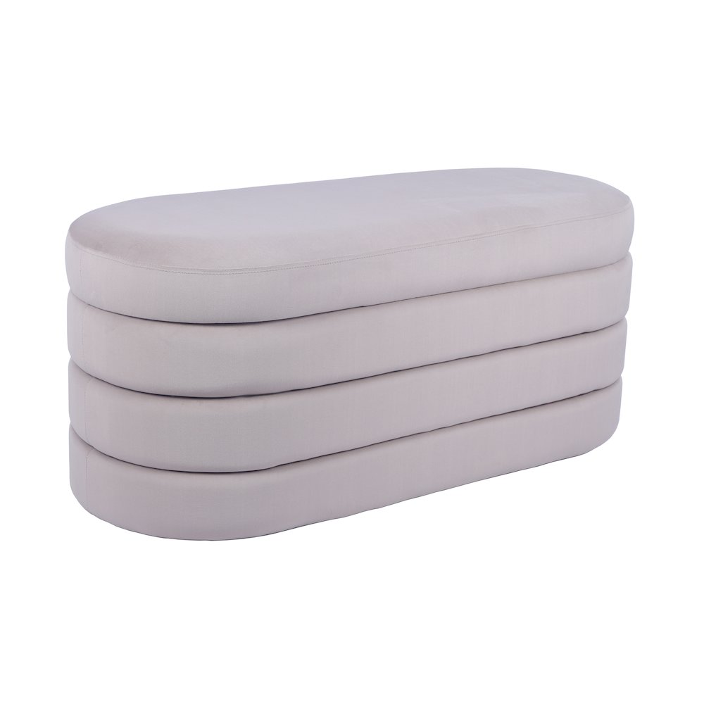 Velvet Ottoman Bench with Storage, Taupe. Picture 1