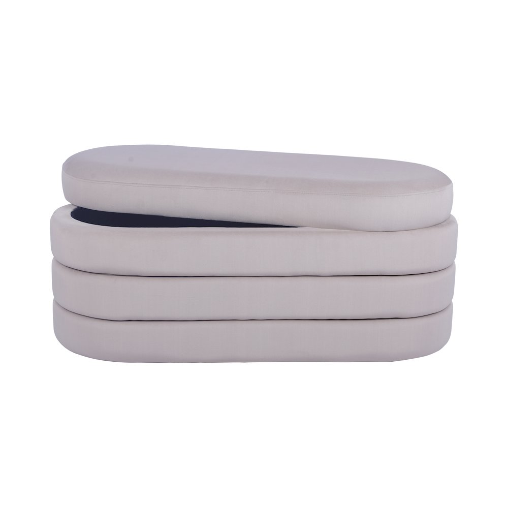 Velvet Ottoman Bench with Storage, Taupe. Picture 5