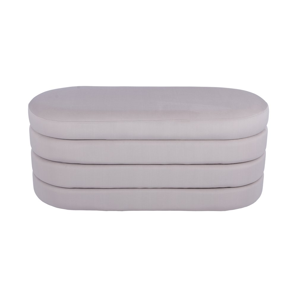 Velvet Ottoman Bench with Storage, Taupe. Picture 6