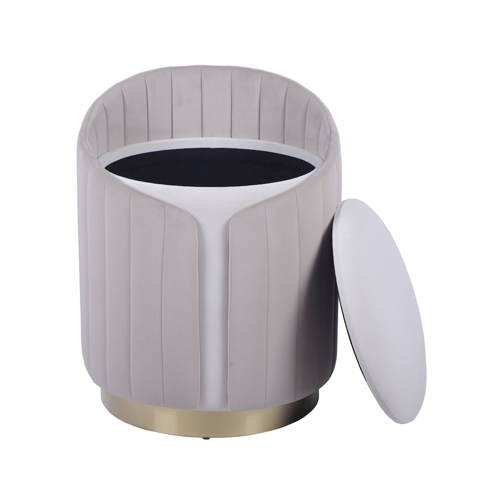 Two-Toned Ottoman with Storage or Vanity Stool, Taupe. Picture 4