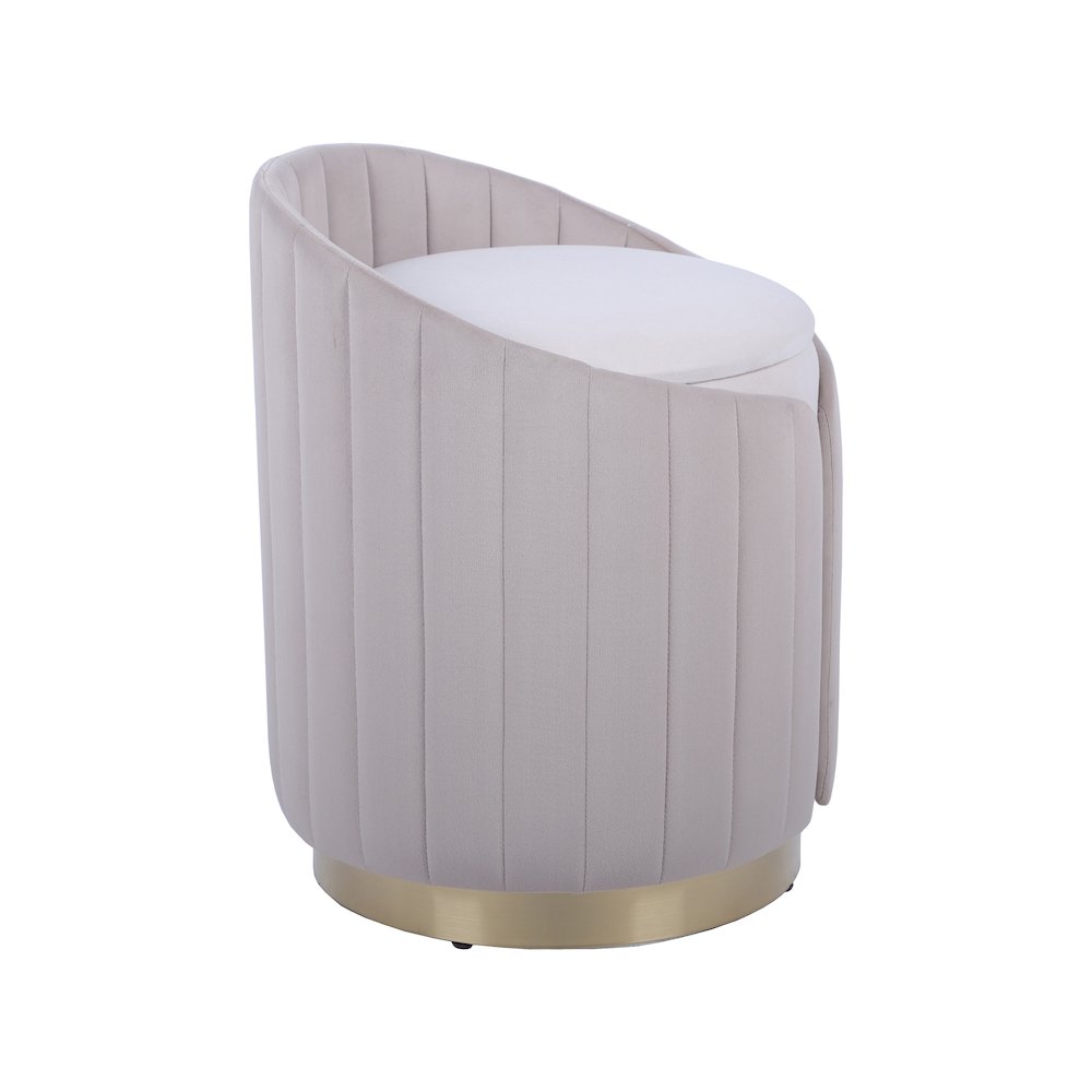 Two-Toned Ottoman with Storage or Vanity Stool, Taupe. Picture 5