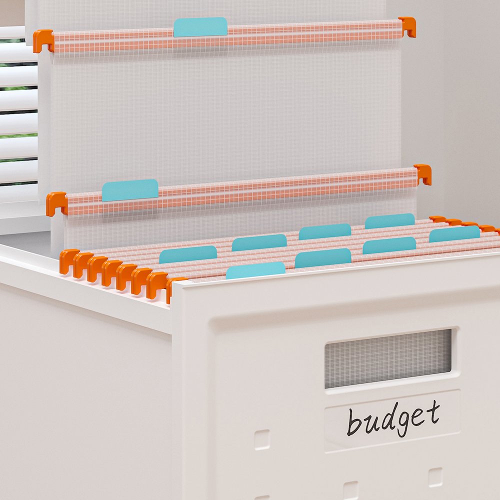 Set of 2 Stackable Rolling File Boxes with Lids and 10 Hanging Files. Picture 7