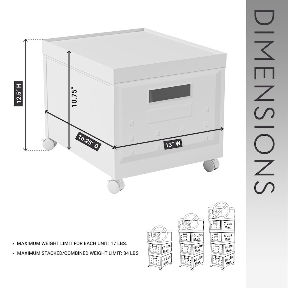 Set of 2 Stackable Rolling File Boxes with Lids and 10 Hanging Files. Picture 10