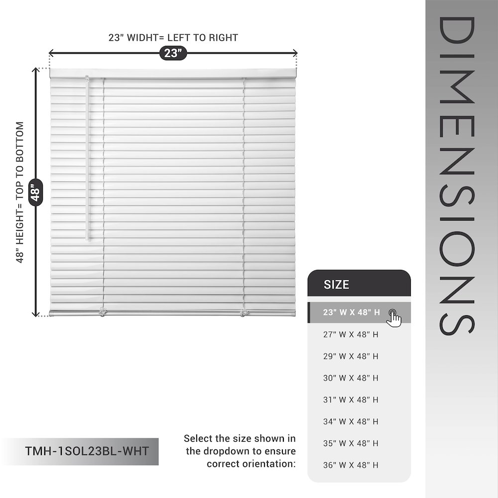 Cordless Mini Blinds, Light Filtering Vinyl Horizontal Window Blinds, 23”Wx48”H. Picture 9